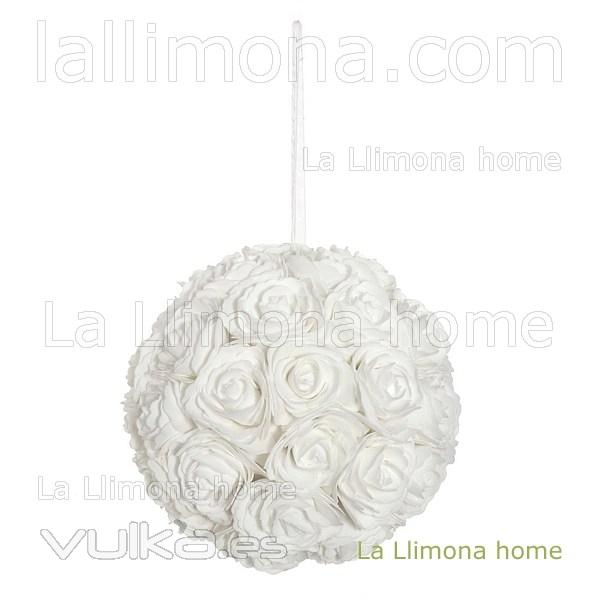 Flores artificiales. Bola flores rosas artificiales blancas 23 2 - La Llimona home
