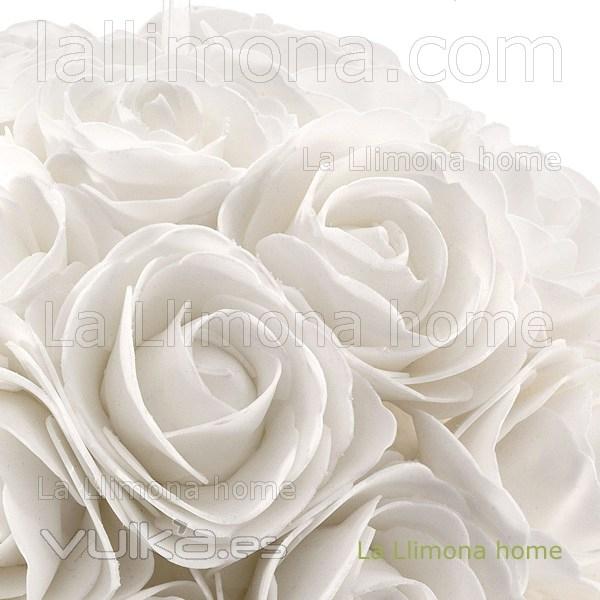 Flores artificiales. Bola flores rosas artificiales blancas 30 1 - La Llimona home