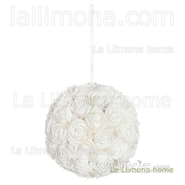 Flores artificiales. Bola flores rosas artificiales blancas 30 2 - La Llimona home