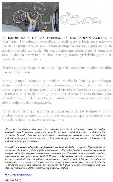 LA IMPORTANCIA DE LAS PRUEBAS EN LAS INDEMNIZACIONES A CICLISTAS