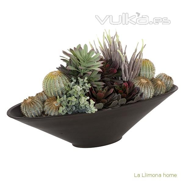 Plantas artificiales. Planta cactus crasas artificiales con maceta 32 - La Llimona home