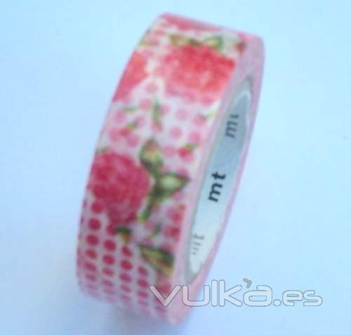 Washi Tape marca MT, modelo Rosas y Topos