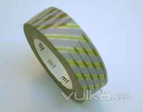 Washi Tape marca MT, modelo Stripe-checked green