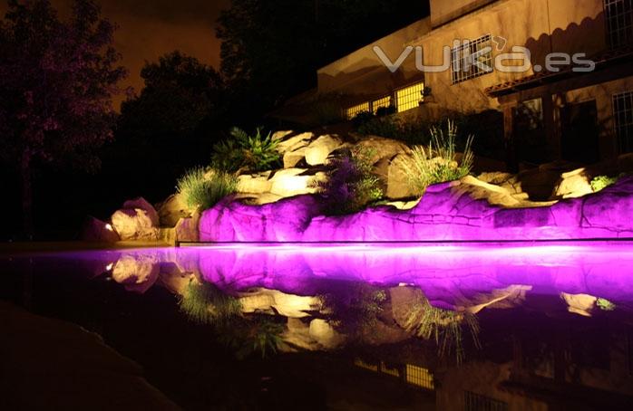 piscinas de obra con iluminacin