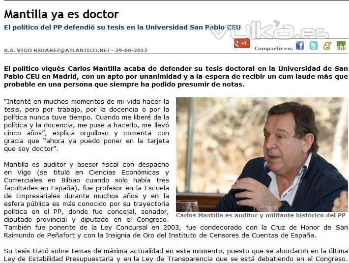 CARLOS MANTILLA ES DOCTOR EN ECONOMIA Y LICENCIADO EN DERECHO, ECONOMICAS Y POLITICAS