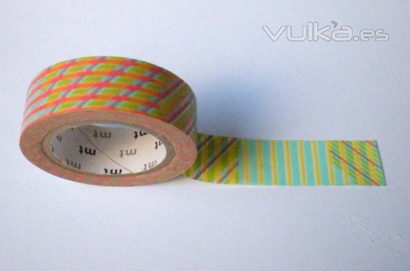 Washi Tape marca MT, modelo Stripe-checked Red