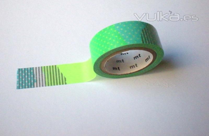 Washi Tape marca MT, modelo Tsugihagi Green