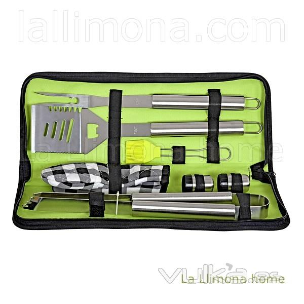 Gifts. Estuche con kit utensilios barbacoa verde 1 - La Llimona home