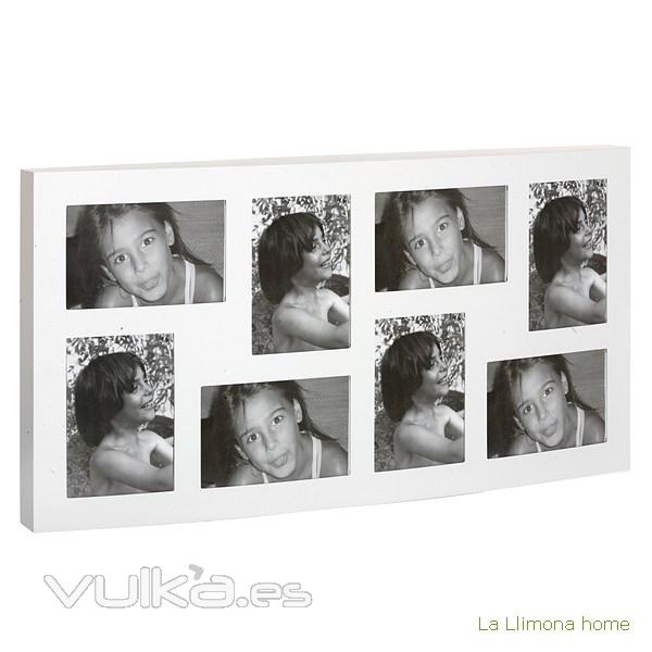 Portafotos multi ventanas. Portafotos multiple ola de pared blanco 8 fotos 2 - La Llimona home