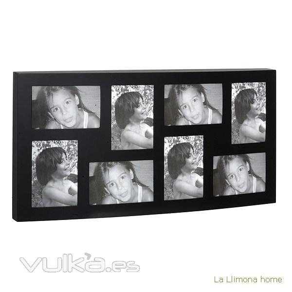 Portafotos multi ventanas. Portafotos multiple ola de pared negro 8 fotos 2 - La Llimona home