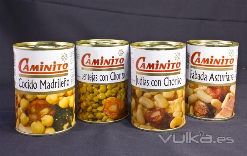 Platos precocinados: lentejas con chorizo, garbanzos con chorizo, Alubias con chorizo, fabada asturi