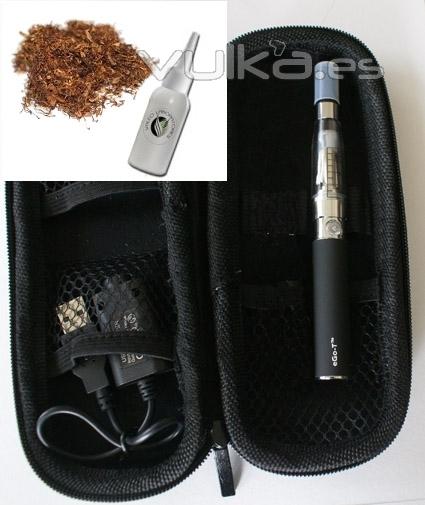 Estuche de cigarrillo electronico, cargador eGo USB y e-Liquido