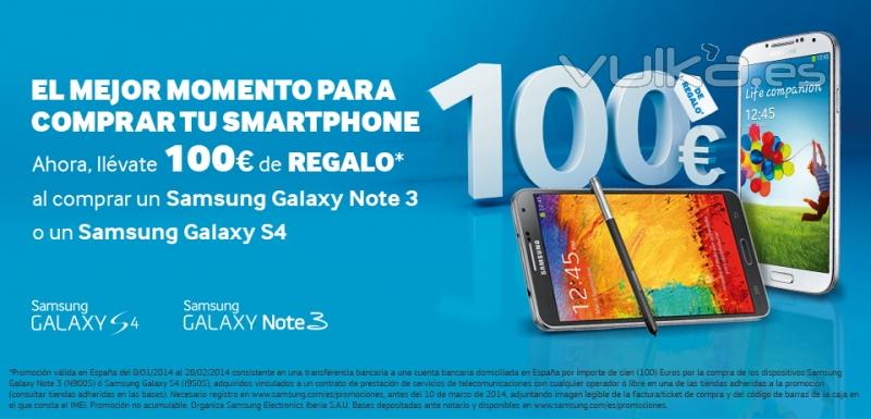 Samsung s4 499EUR menos 100EUR de descuento 399EUR