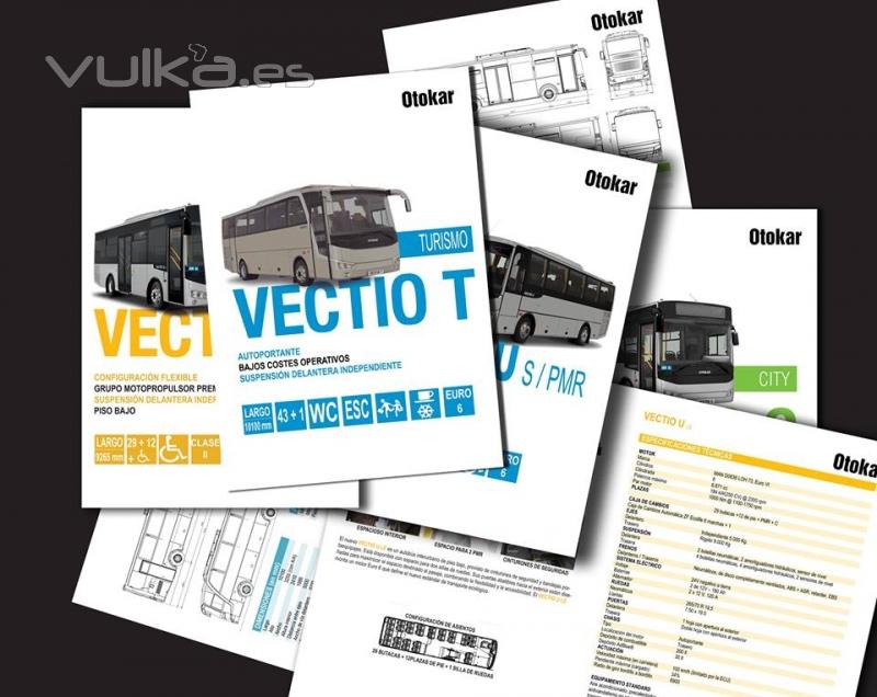 Serie de catálogos de la gama VECTIO de Otokar, con la nueva motorización Euro 6