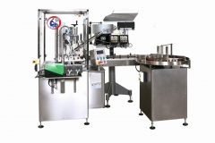 Maquina llenadora y cerradora minibloc con bombas peristalitcas, para envasado de envases miniatura