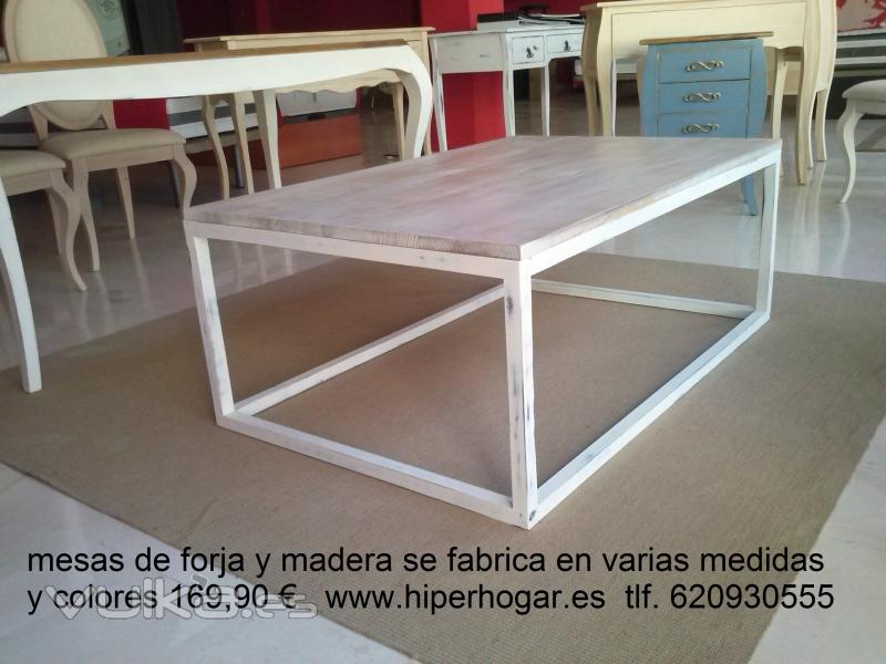 mesa forja y madera ,mesa salon hierro madera varias medidas