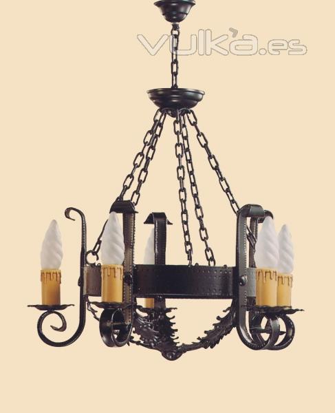 Lámpara Rustica de forja,4 luces