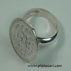Anillo de plata moneda romana