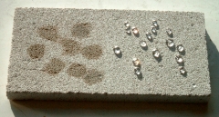 A la derecha de la piedra con hidrofugo, a la izquierda sin hidrofugo, efecto garantizado 20 anos