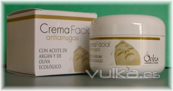 Crema facial antiarrugas con aceite de argán y aceite de oliva ecológico