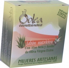 Jabn nutritivo con aceite de oliva y aloe vera, nutre y cuida la piel. desmaquillante.