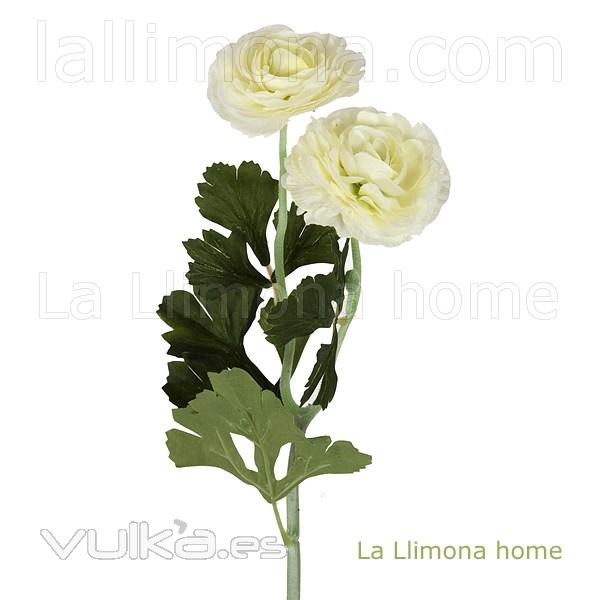 Flores artificiales. Rama flores ranúnculos artificiales crema 49 - La Llimona home