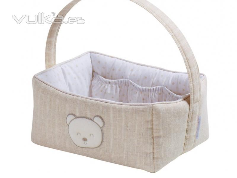 Cesta neceser, rectangular, para beb, Otto beige, de Petit Praia