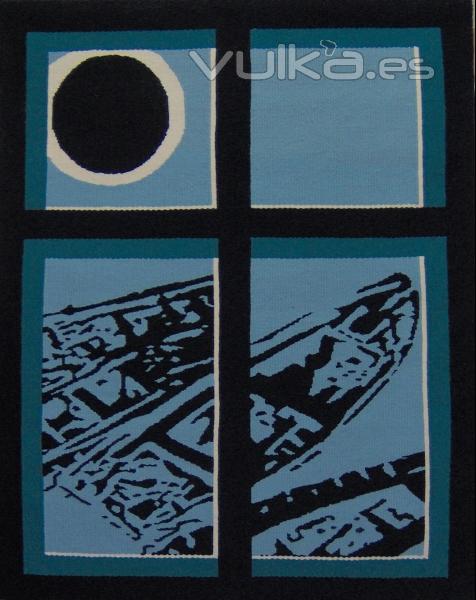 Titulo: Chalanas (Barcas) Técnica: Tapiz   Materiales: Lana gruesa Medidas: 120 x 148cm. Precio: 800