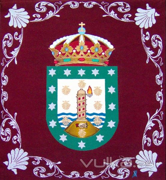 Titulo: Escudo de la Provincia de Coruña Técnica: Tapiz   Materiales: Pura lana Virgen, Lamé Oro y P