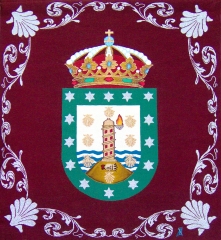 Titulo: escudo de la provincia de coruna tecnica: tapiz   materiales: pura lana virgen, lame oro y p
