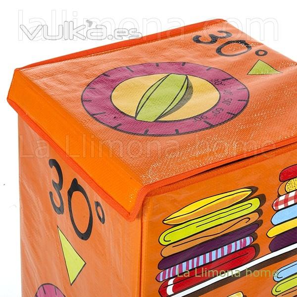 Organizacin. Cesto de ropa para colada naranja 30 2 - La Llimona home