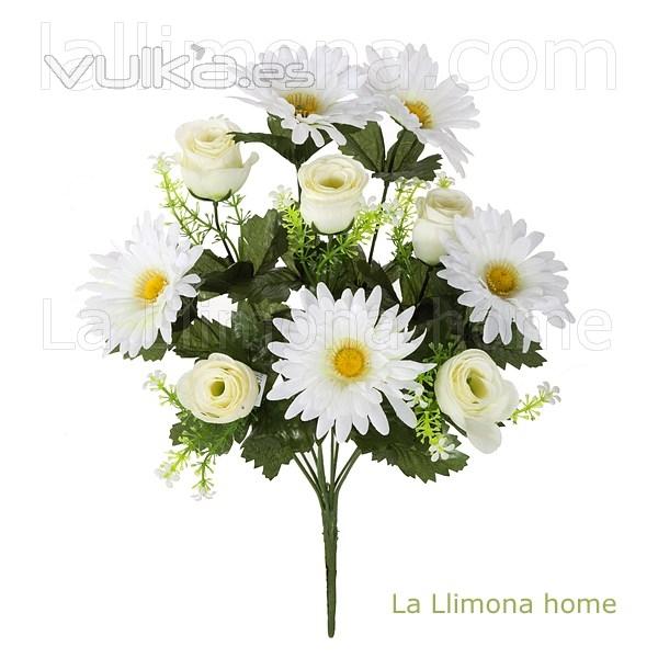 Ramo artificial flores gerberas rosas blancas - La Llimona home