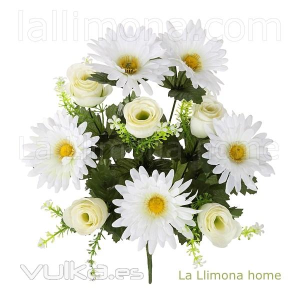 Ramo artificial flores gerberas rosas blancas 1 - La Llimona home