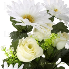 Ramo artificial flores gerberas rosas blancas 2 - la llimona home