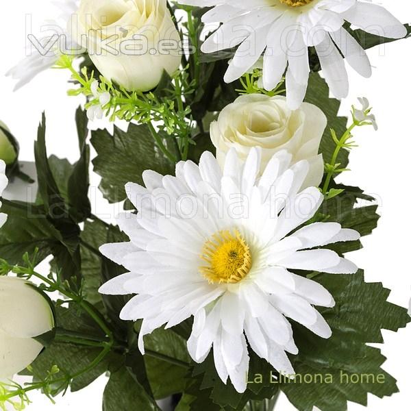 Ramo artificial flores gerberas rosas blancas 3 - La Llimona home