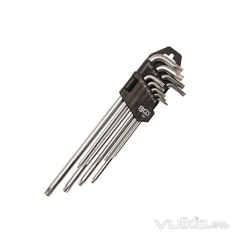 Juego 9 llaves Torx extra largas T10-50