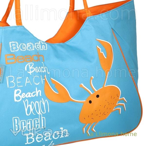 Bolsas de playa. Bolsa playa Crab cremallera azul claro 2 - La Llimona home