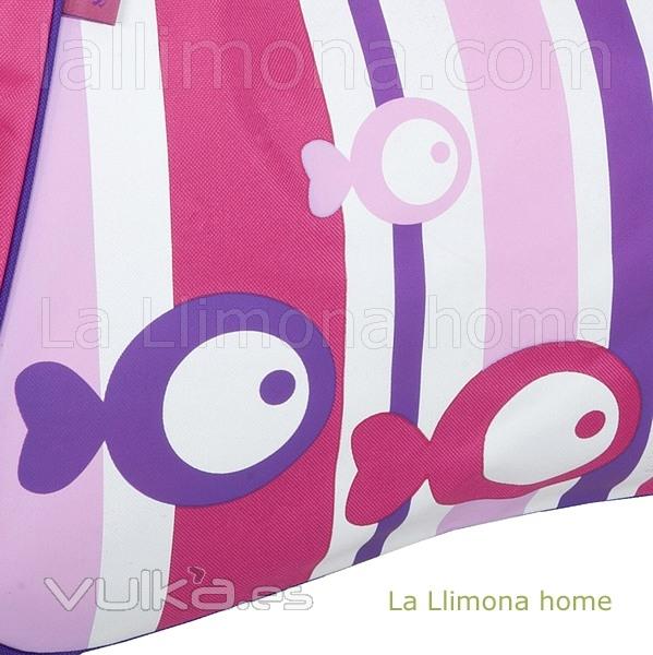 Bolsas de playa. Bolsa playa Fish cremallera fucsia 2 - La Llimona home