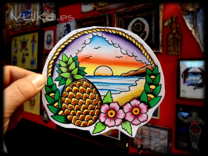 tatuaje el ejido,tatuelejido,almeria,tatuajeagricola,ponientealmeriense,piña,pinneapple,sea,mar,flor