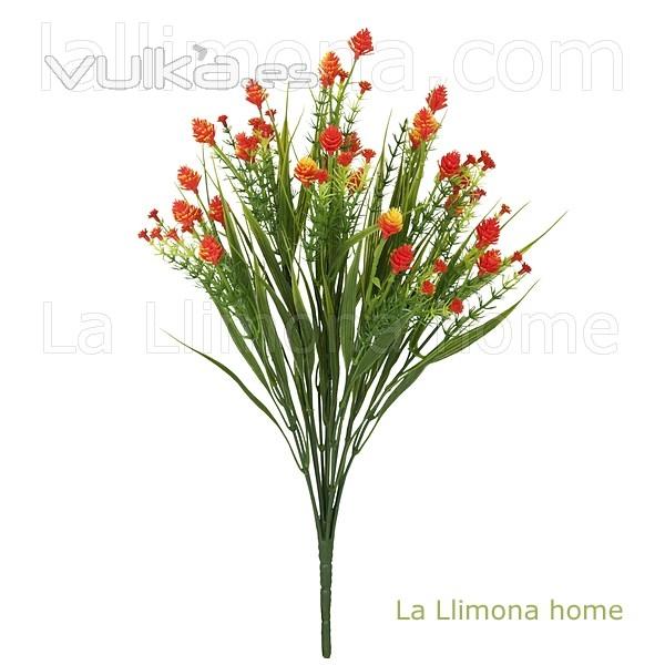 Plantas artificiales con flores. Planta flores eryngium artificial bush naranja 1 - La Llimona home