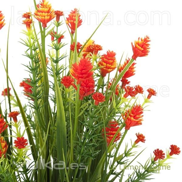 Plantas artificiales con flores. Planta flores eryngium artificial bush naranja 2 - La Llimona home