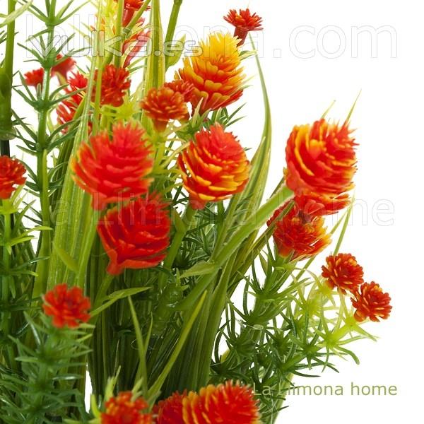 Plantas artificiales con flores. Planta flores eryngium artificial bush naranja 3 - La Llimona home