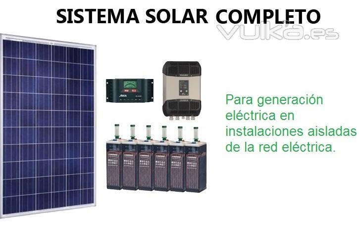 Kits solares fotovoltaicos completos para instalaciones no conectadas a la red eléctrica.