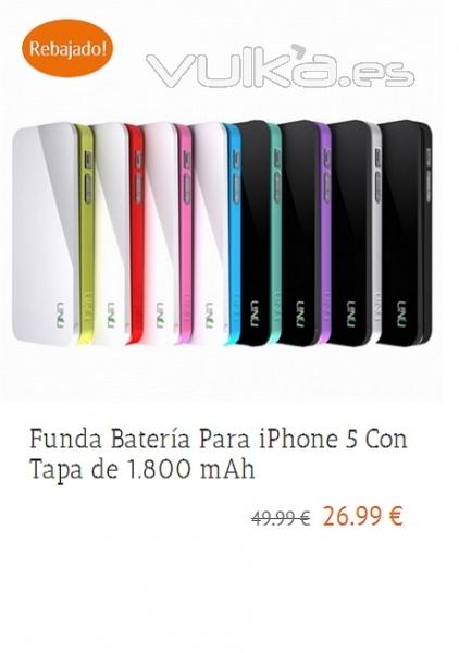 funda bateria para iphone 5 de 2200 mah con tapa en varios colores carga extra para tu smartphone