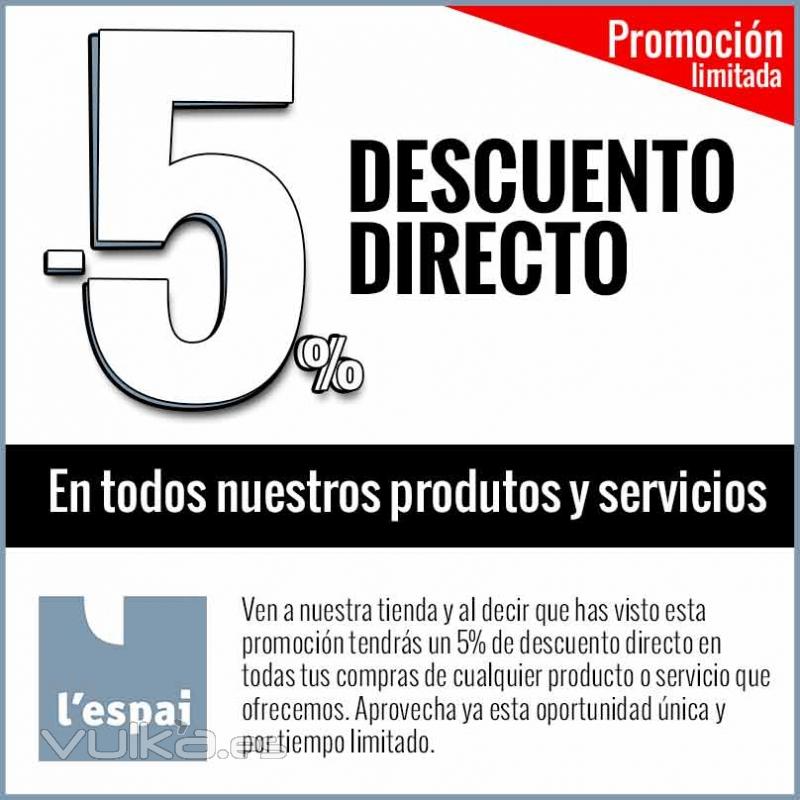 5% de descuento directo en cualquier producto o servicio