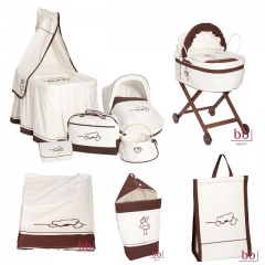 Coleccion serie chocolate para cuna, moises o minicuna con la imagen de un osito