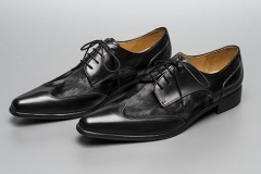 Zapato a medida derby en piel de becerro y potro