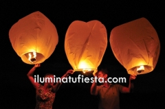 ECO FAROLILLOS VOLADORES BLANCOS O DE COLORES, 100% BIODEGRADABLE Y SIN METAL