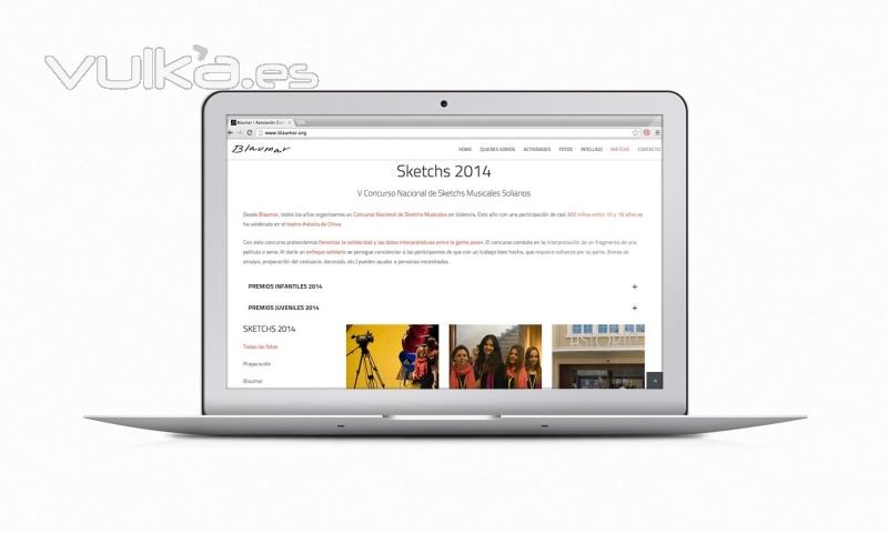 Página web de una asociación cultural para niñas en edad escolar.