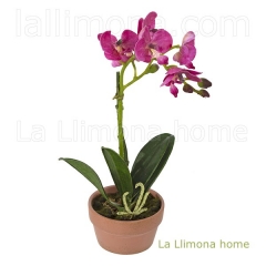 Planta flores orquideas artificiales malva maceta terracota 29 - la llimona home